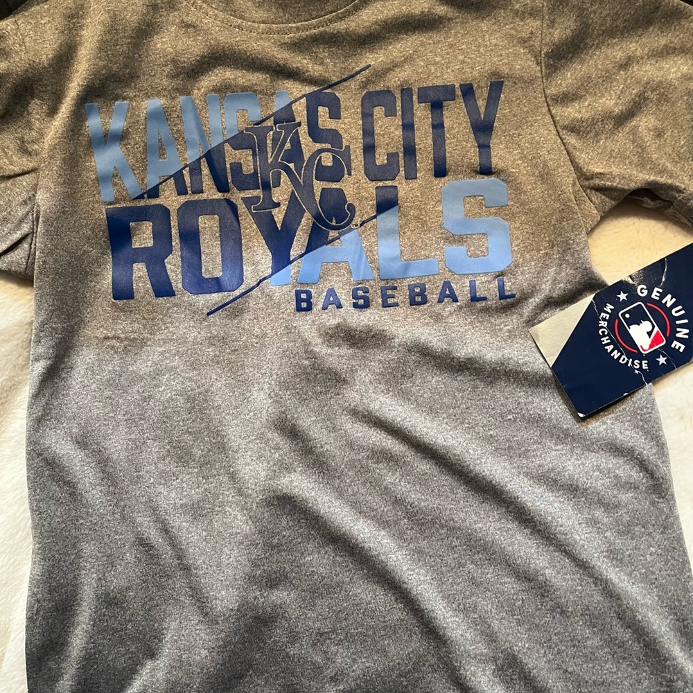 Kansas City Royals Baseball Gray Tee with Blue Print